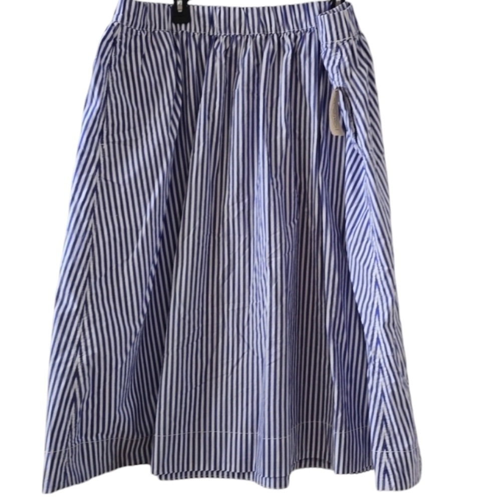 St. John's Bay Blue and White Striped Midi Skirt